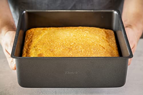 Master Class MasterClass KCMCHB35 23 cm Deep Cake Tin with PFOA Free Non Stick and Loose Bottom, 1 mm Carbon Steel, 9 Inch Square Pan, Grey - Image 3
