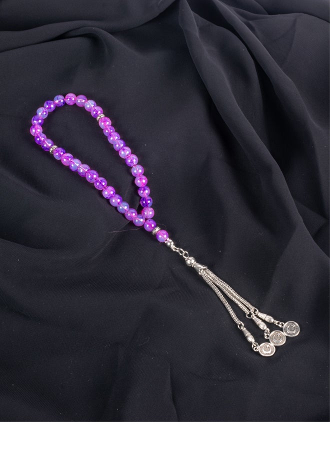 ذا بلاك بيرل اكسسوريز سبحة من حجر المرمر  البنفسجي  من 33 حبة - Image 1