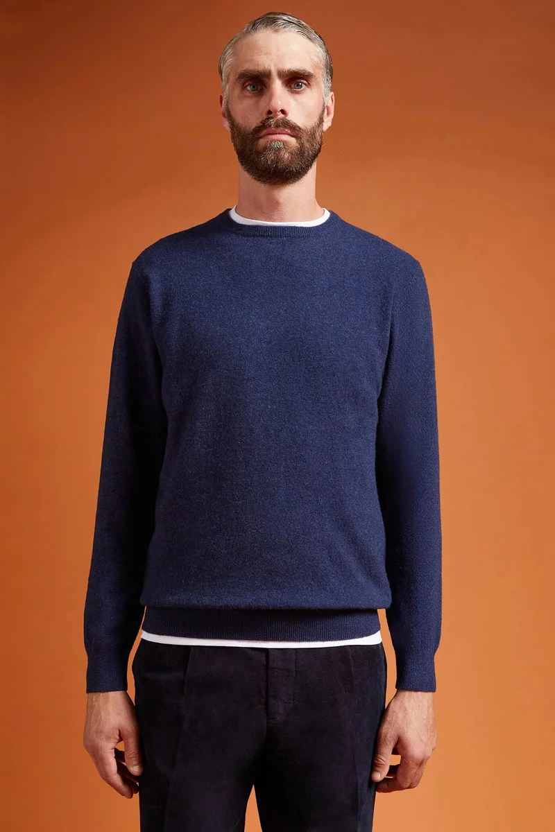 Men's regular fit lambswool jumper - Denim