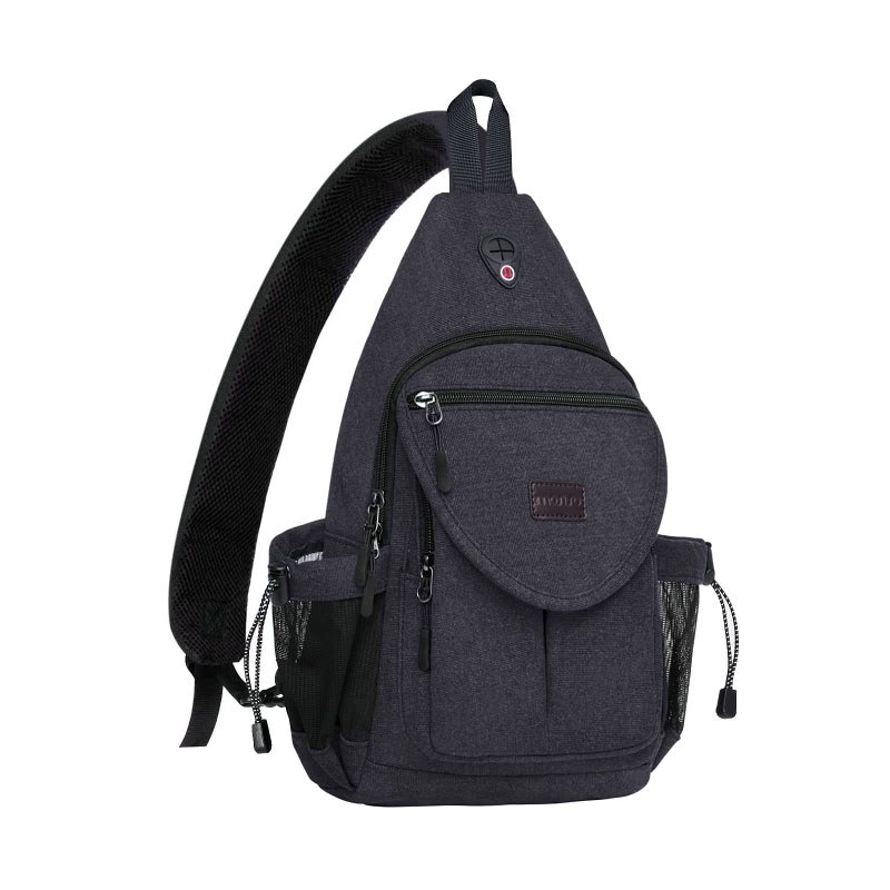 MOSISO Sling Backpack,Canvas Crossbody Hiking Daypack Bag with Anti-theft Pocket, Space Gray - Image 1
