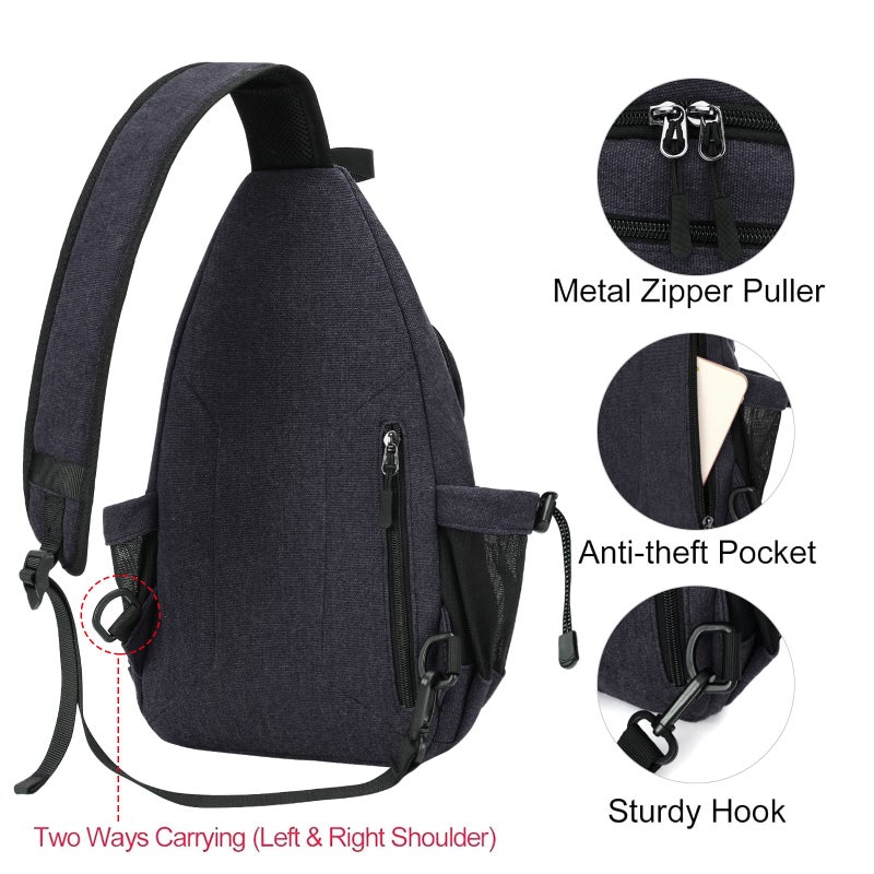 MOSISO Sling Backpack,Canvas Crossbody Hiking Daypack Bag with Anti-theft Pocket, Space Gray - Image 5