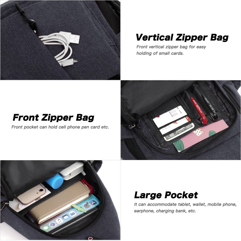 MOSISO Sling Backpack,Canvas Crossbody Hiking Daypack Bag with Anti-theft Pocket, Space Gray - Image 4