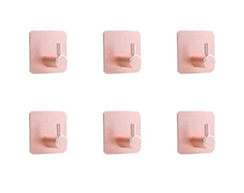 HomeImpel Heavy Duty Adhesive Hooks 6 Pcs Wall Adhesive Hooks Stainless Steel Hooks for Home Bathroom Kitchen Office Living Room Rose Gold - Image 1