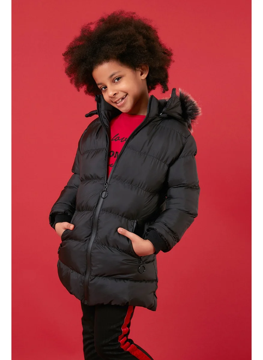 Lela Side Faux Fur Hooded Puffer Coat Girls' COAT 5765020K