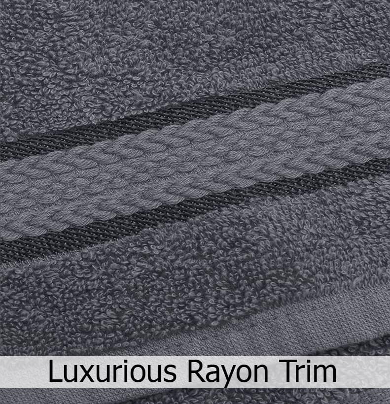 COTTON CRAFT Ultra Soft 6 Piece Towel Set - 2 Large Bath Towels, 2 Hand Towels, 2 Washcloths - Absorbent 580 GSM Quick Dry Everyday Luxury Hotel Bathroom Spa Gym Shower Pool - 100% Cotton - Charcoal - Image 2