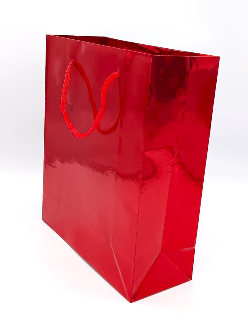 Gold Leaf GOLD LEAF Glitter Paper Bags 12Pcs With Handles,Reusable Iridescent Gift Bags for Gift Giving, Baby Shower Gift Bags,Christmas, Party Wrapping Solution(18 x 7.5 x 22 Cm)(RED)  - Image 3
