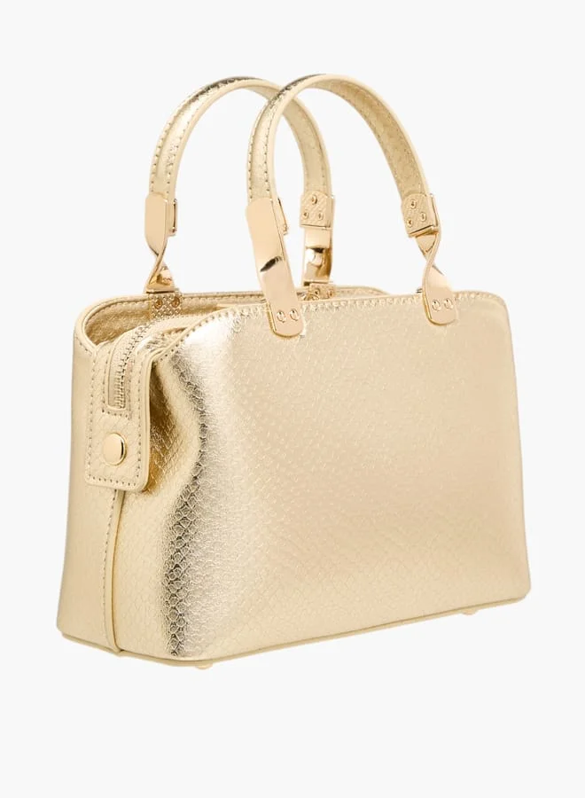 Flora Bella By Shoexpress Women Textured Tote Bag with Double Handle and Chain Strap