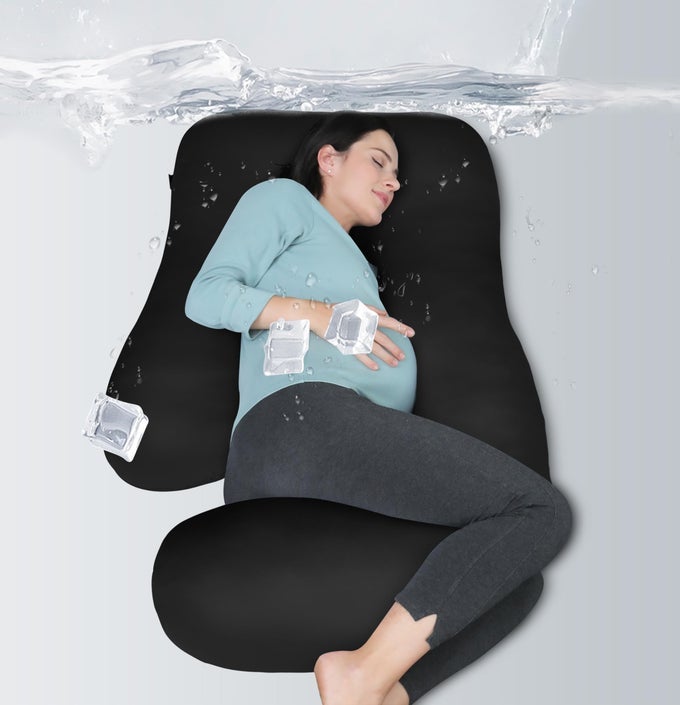 PREGNANCY PILLOWS FOR SLEEPING U SHAPED FULL BODY MATERNITY PILLOW WITH REMOVABLE COVER SUPPORT FOR BACK LEGS BELLY HIPS 57 INCH BLACK COOLING COVER