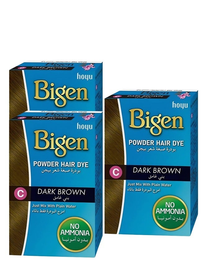 بايجن 3 قطع بودرة صبغ الشعر باللون البني الداكن مع الماء العادي بدون أمونيا 6 جرام - Image 1