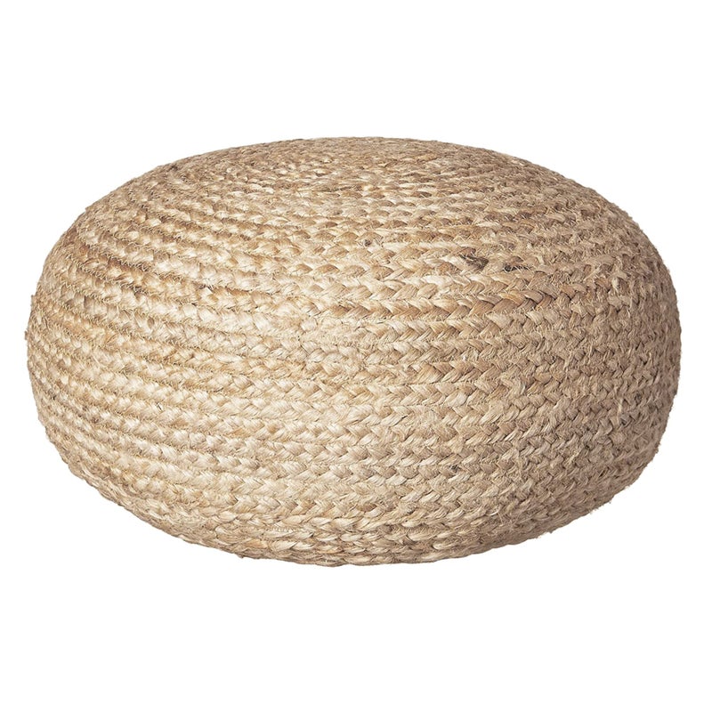 Decor Therapy Round Pouf Ottoman Footrest Natural Jute Woven Boho Pouf Bohemian Style Casual Seating for Living Room Bedroom Patio Decor 19x 19x 105