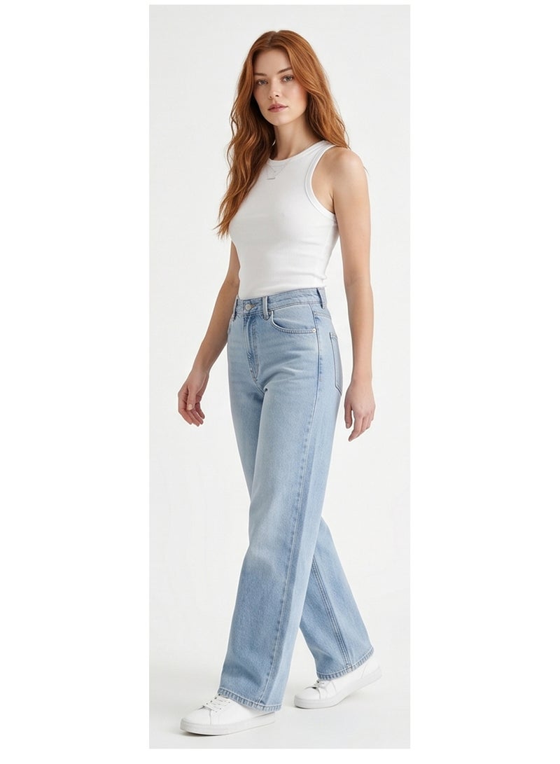 RAVIN Sky Blue Heavy Washed Wide Leg Jeans - Image 4