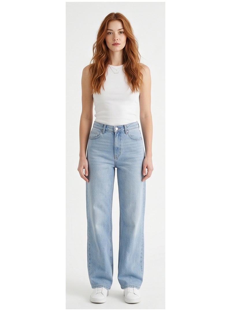 RAVIN Sky Blue Heavy Washed Wide Leg Jeans - Image 3