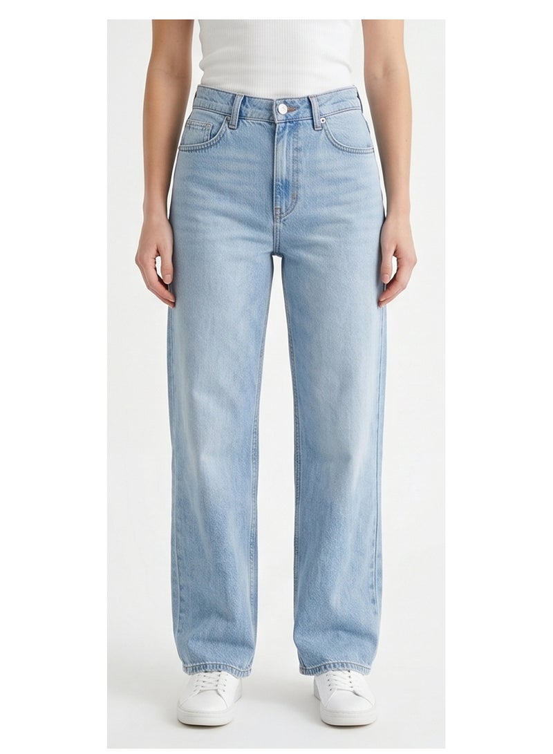 RAVIN Sky Blue Heavy Washed Wide Leg Jeans - Image 1
