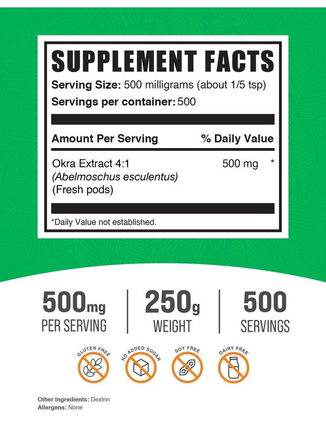 BulkSupplements مسحوق مستخلص البامية من BulkSupplements.com - مكمل للهضم - مكملات حركة الأمعاء (250 جرام - 8.8 أونصة) - Image 2