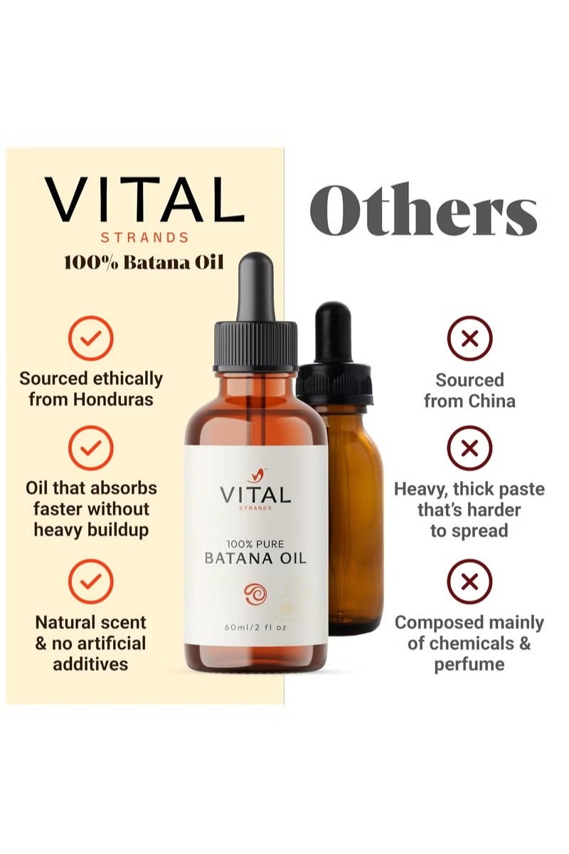 VITAL 100% Organic Batana Oil for Hair Growth - Strengthens Hair, Reduces Breakage, Enhances Shine - Raw and Pure, Non-Greasy - No Silicones, Sulfates, or Parabens - All Hair Types - 60ml - Image 4