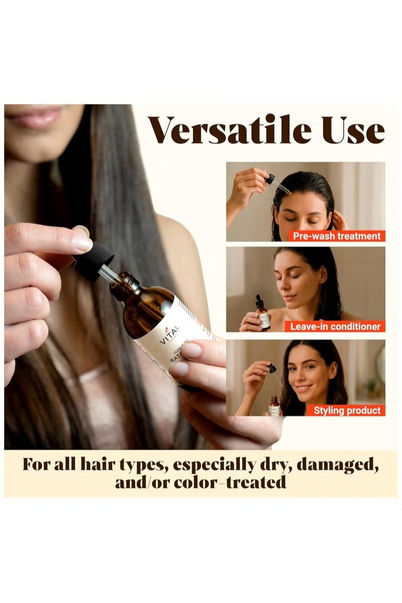 VITAL 100% Organic Batana Oil for Hair Growth - Strengthens Hair, Reduces Breakage, Enhances Shine - Raw and Pure, Non-Greasy - No Silicones, Sulfates, or Parabens - All Hair Types - 60ml - Image 5