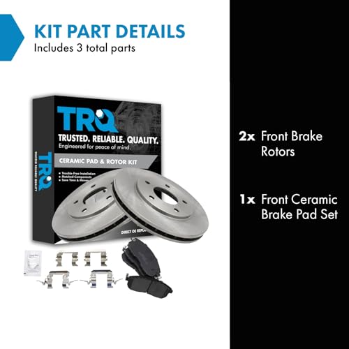 TRQ Front Brake Pad & Rotor Kit Brake Pads Brake Rotor Ceramic Compatible with 2013-2019 Nissan Sentra - Image 2