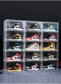 Shoe Storage Box,Stackable Shoe Organizer for Closet,15 Pack Plastic Shoe Storage Containers with Lids,Space Saving Shoe Sneaker Containers Fit up to US Size 12(Transparent)