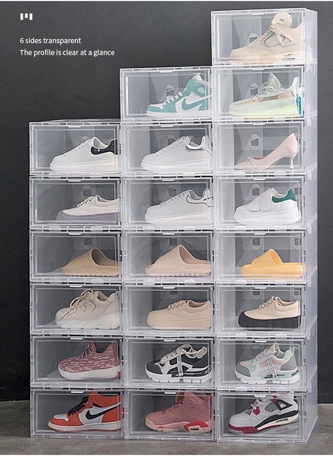 GoldenLike - Shoe Storage Box,Stackable Shoe Organizer for Closet,15 Pack Plastic Shoe Storage Containers with Lids,Space Saving Shoe Sneaker Containers Fit up to US Size 12(Transparent) - Image 1