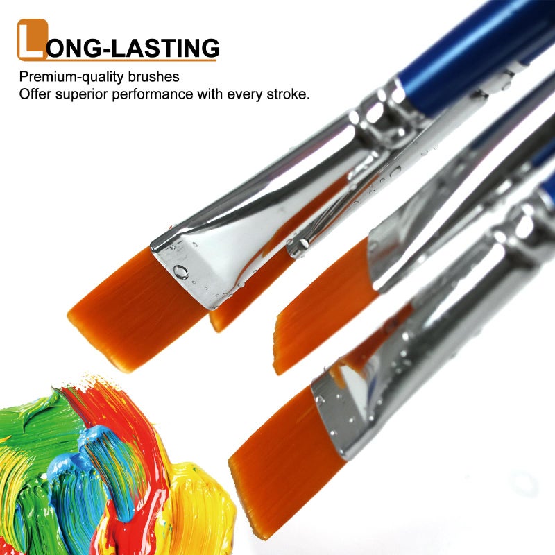 GACDR 1/2 inch Flat Paint Brushes for Acrylic Painting,40-Pack Small Paint Brushes Bulk with Wooden Handle for Acrylic, Watercolor, Oil, Crafts, Face Body Art - Image 4