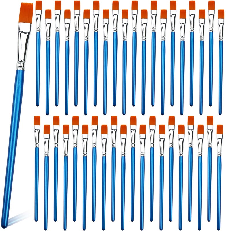 GACDR 1/2 inch Flat Paint Brushes for Acrylic Painting,40-Pack Small Paint Brushes Bulk with Wooden Handle for Acrylic, Watercolor, Oil, Crafts, Face Body Art - Image 1