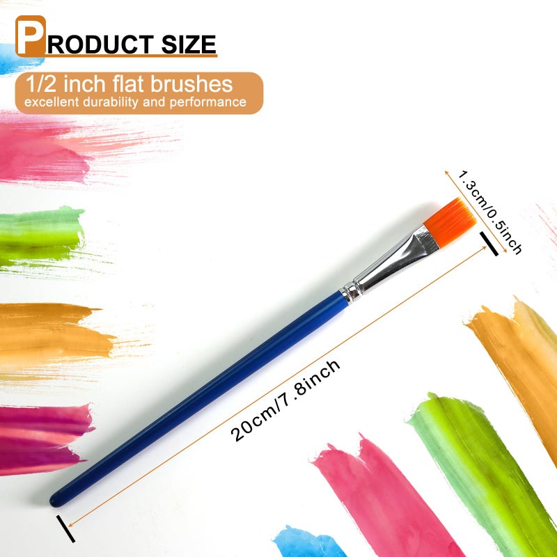 GACDR 1/2 inch Flat Paint Brushes for Acrylic Painting,40-Pack Small Paint Brushes Bulk with Wooden Handle for Acrylic, Watercolor, Oil, Crafts, Face Body Art - Image 2