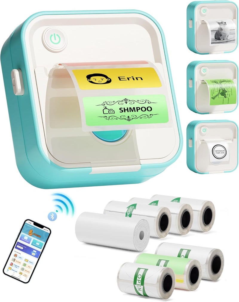 LAIBEAR Label Maker Machine, Mini Label Printer, Portable Thermal Printer Compatible with iOS & Android, Sticker Maker for School, Home, Office, Photos, Notes - Image 1