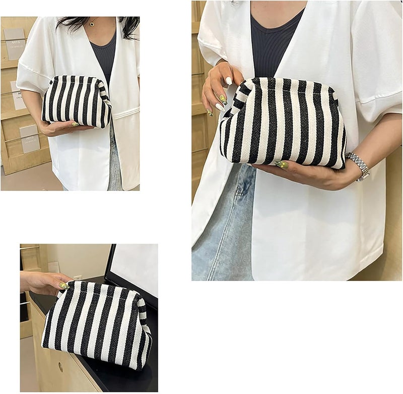 Crochet Handbag for Women Girls Contrast Colors Dumpling Purse Knitting Makeup Bag Travel Cosmetic Case Woven Crochet Handbag - Image 5