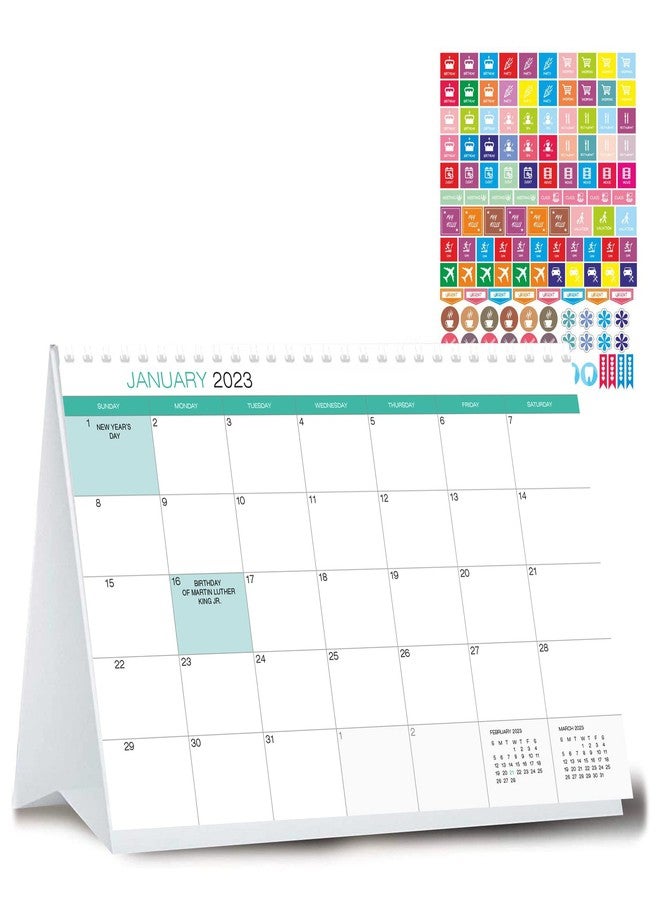 Toros.Store Made in Ukraine - Desk Calendar from January 2023 Through January 2024 with Stickers -13 Months Classic Stending Flip Calendar - Desktop Calendar 2023 - Tent Office Calendar - Image 1