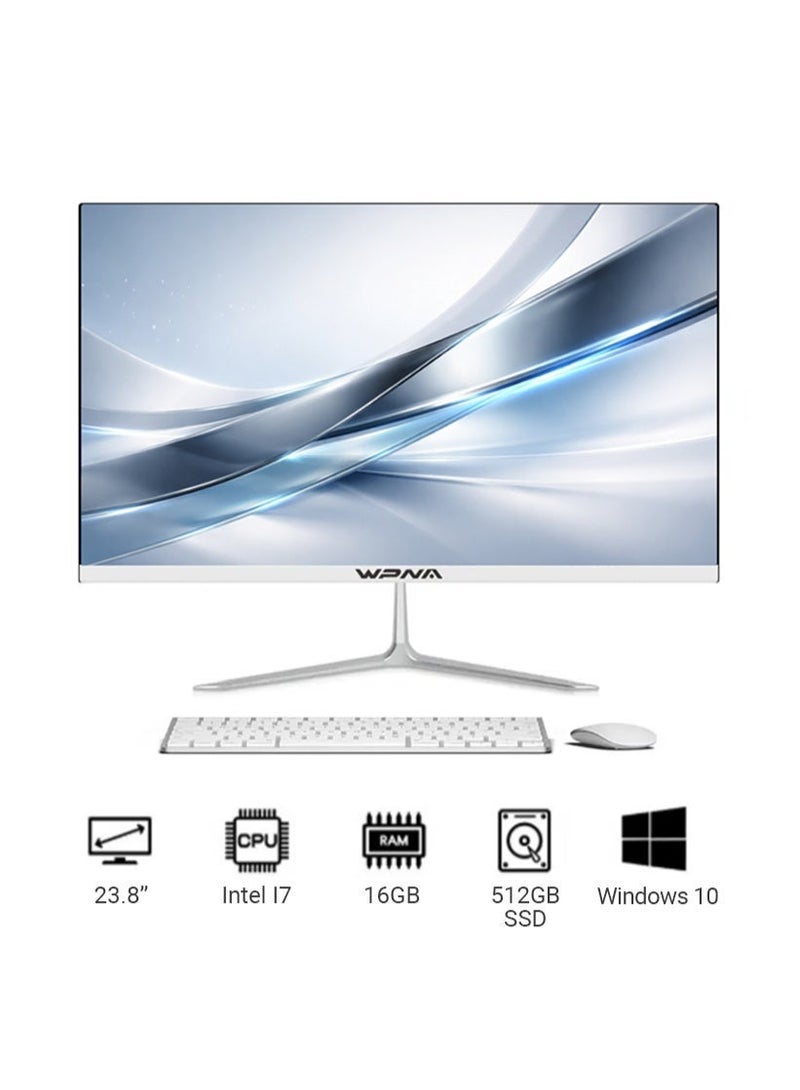 WPNA All-In-One 24-inch Desktop, Core i7-4790 Processor/16GB RAM/512GB SSD/With Keyboard And Mouse/Intel UHD Graphics/Windows 10 English/white/HT24 english - Image 1