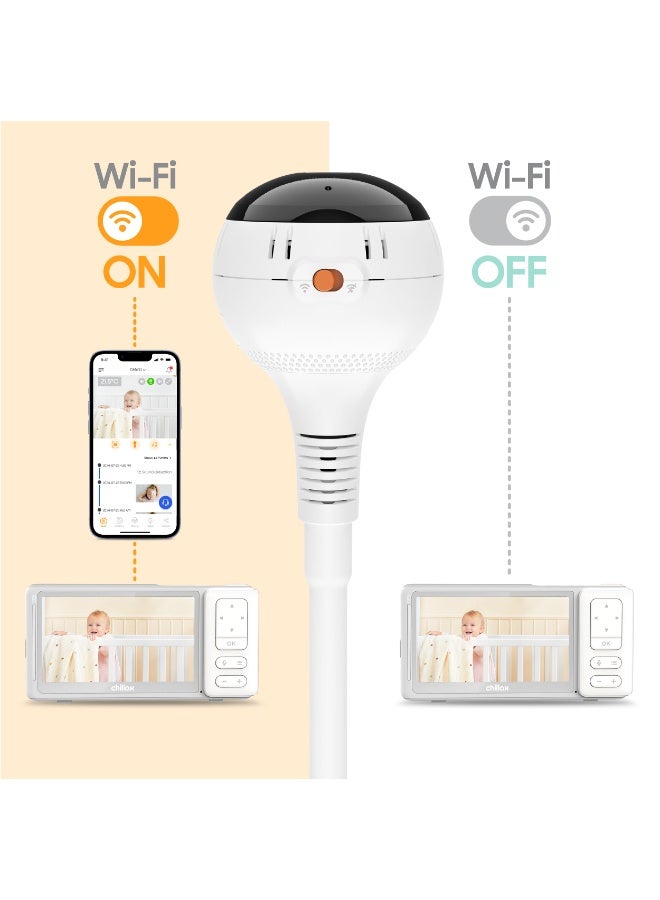 Chillax BabyMood Pro 5" Baby Monitor with 1080p HD 360° Pan View Camera, Mood Light Sleep Trainer, Wi-Fi & App Control, Long Range, Night Vision - Image 2