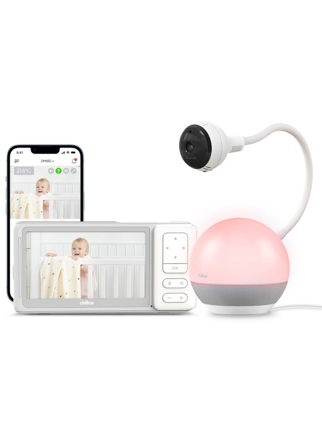Chillax BabyMood Pro 5" Baby Monitor with 1080p HD 360° Pan View Camera, Mood Light Sleep Trainer, Wi-Fi & App Control, Long Range, Night Vision - Image 1