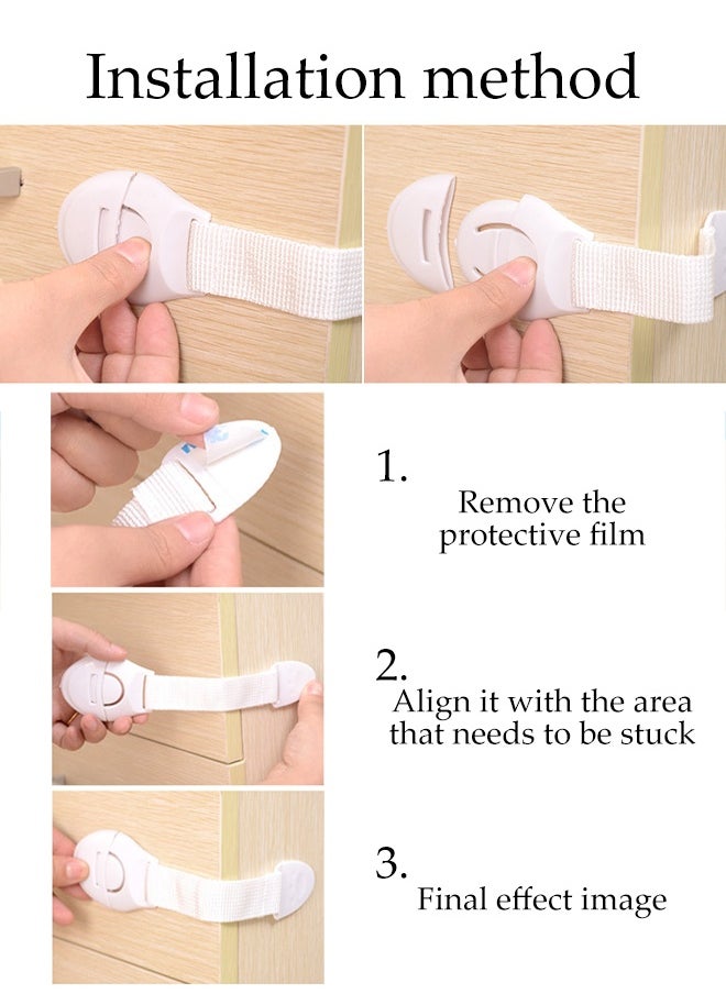 Generic Safety Lock for Cabinet, Drawer, Fridge, Cupboard for Child Infant Safety, Furniture Latch with 3M Adhesive (Pack of 30) (White)  - Image 5