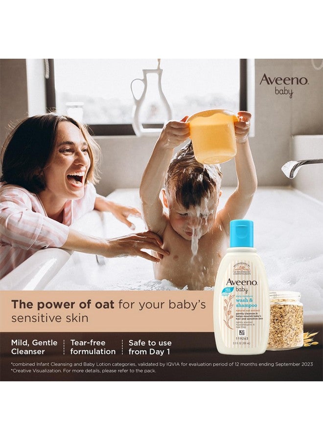 Aveeno Baby Daily Moisture Wash And Shampoo (100Ml) | Cleanses Hair & Body | Oat Kernel Extract & Glycerin | Tear-Free, Soap-Free, Paraben-Free, Hypoallergenic | Us #1 Pediatrician Recommended - Image 4