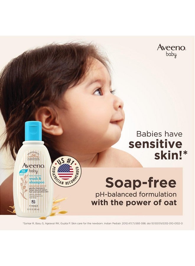 Aveeno Baby Daily Moisture Wash And Shampoo (100Ml) | Cleanses Hair & Body | Oat Kernel Extract & Glycerin | Tear-Free, Soap-Free, Paraben-Free, Hypoallergenic | Us #1 Pediatrician Recommended - Image 2