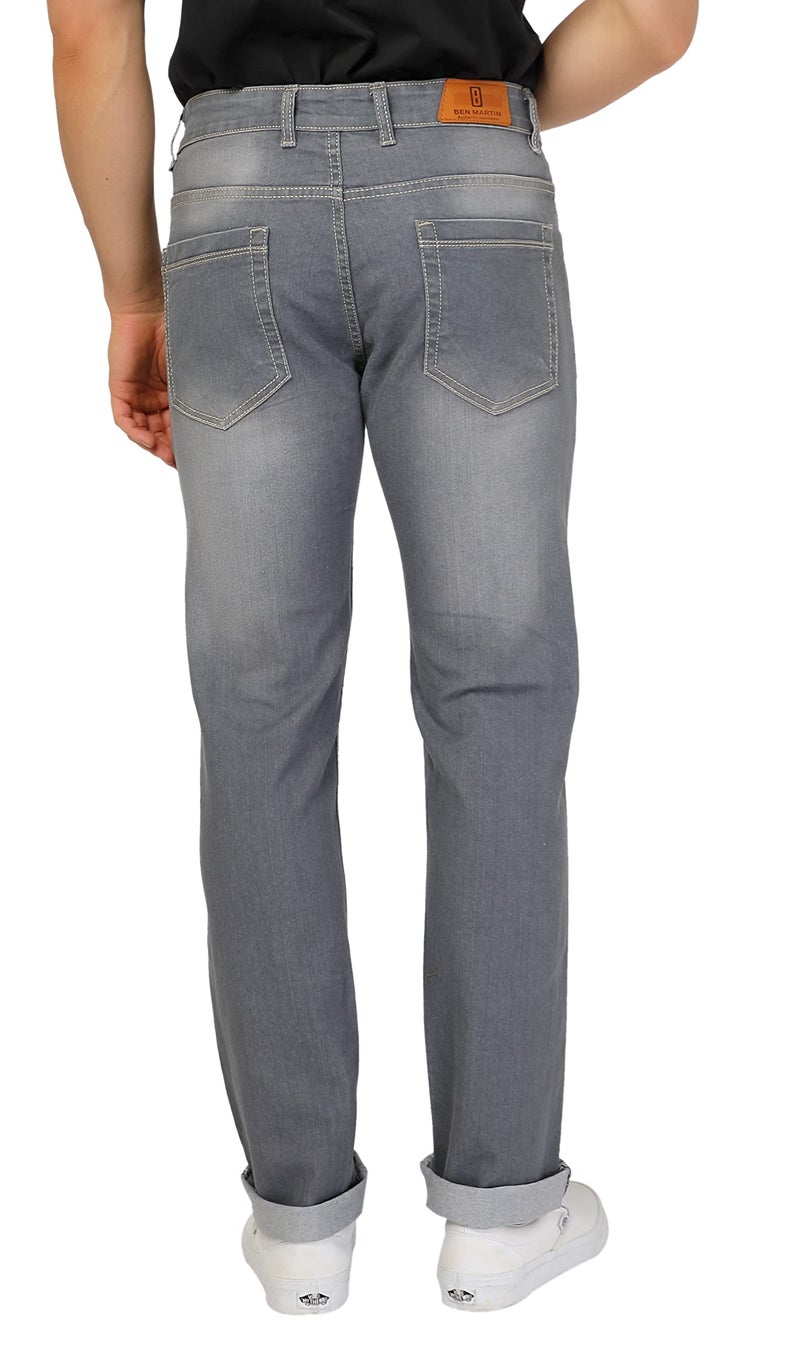 Ben Martin Men's Regular Fit Stretchable 32 Size Grey Cotton Denim High Rise Jeans Pant for Men, JJ3-2 - Image 2