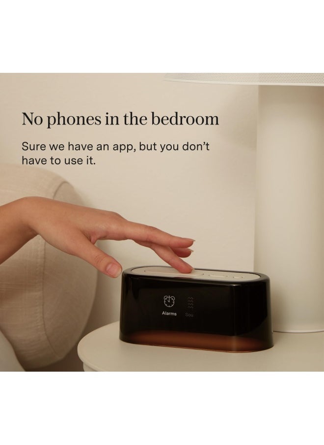 Generic - Loftie  Smart Alarm Clock - Sound Machine  Bluetooth Speaker  Custom Alarms  Wellness Content  White Noise  Nature Sounds  Nightlight  Blackout Mode  Morning Routines  Evening Routines  Black Top - Image 1