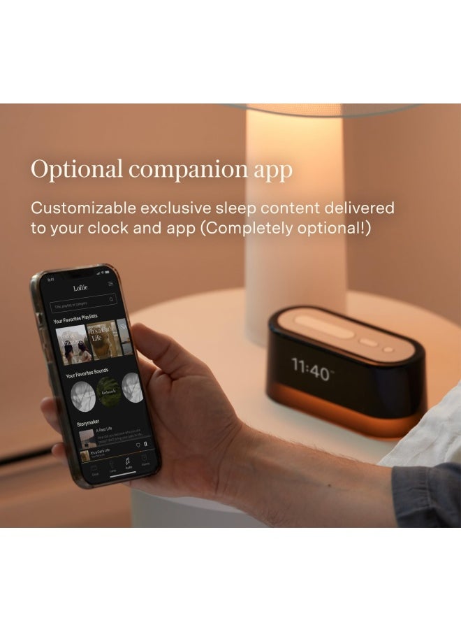 Generic - Loftie  Smart Alarm Clock - Sound Machine  Bluetooth Speaker  Custom Alarms  Wellness Content  White Noise  Nature Sounds  Nightlight  Blackout Mode  Morning Routines  Evening Routines  Black Top - Image 1