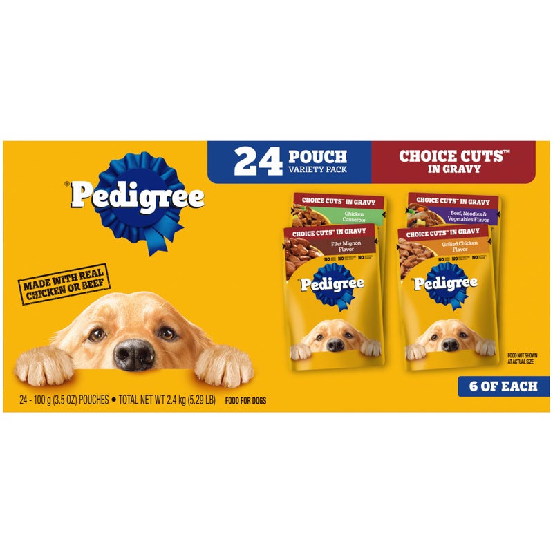 Pedigree Choice Cuts in Gravy Adult Soft Wet Dog Food 24-Count Variety Pack, 3.5 oz. Pouches - Image 1
