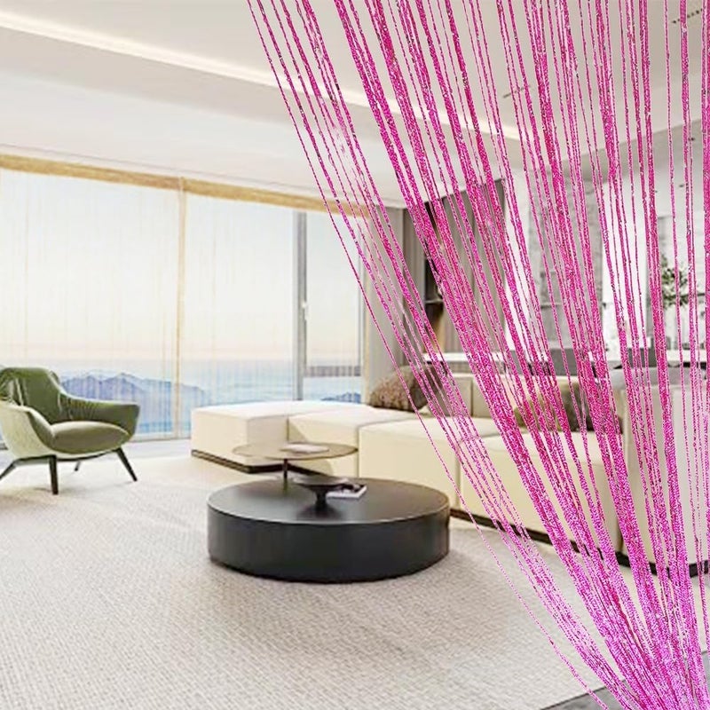 ave split Decorative Door String Curtain Wall Panel Fringe Window Room Divider Blind Divider Tassel Screen Home 100x200centimeter (Rose red18) - Image 4