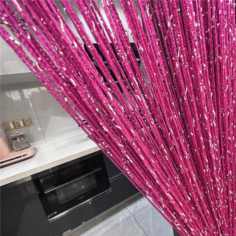 ave split Decorative Door String Curtain Wall Panel Fringe Window Room Divider Blind Divider Tassel Screen Home 100x200centimeter (Rose red18) - Image 1