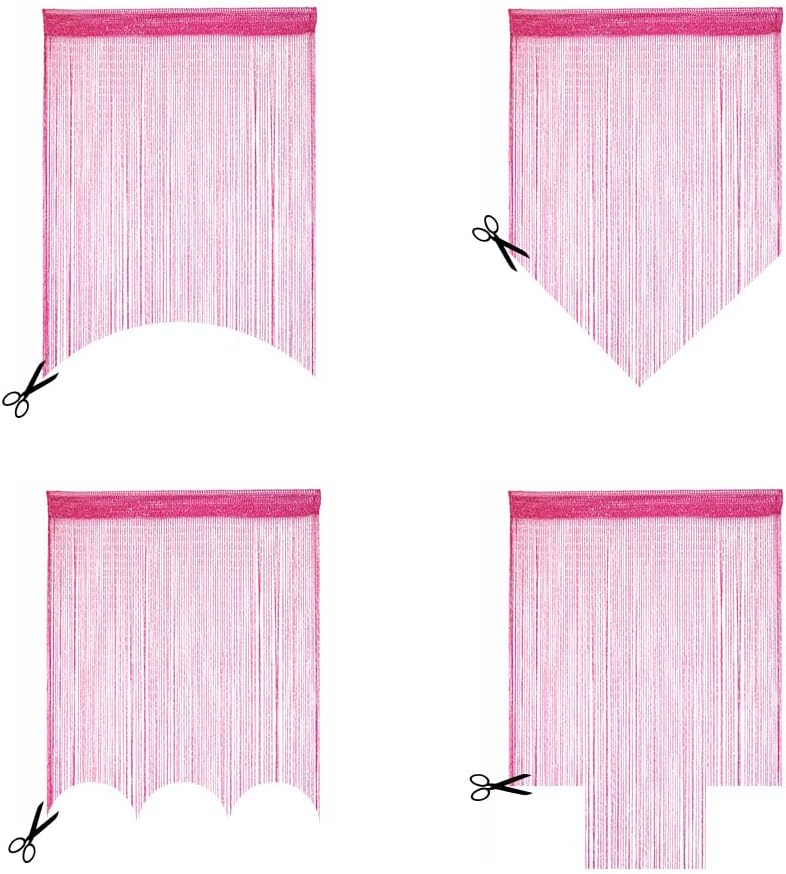 ave split Decorative Door String Curtain Wall Panel Fringe Window Room Divider Blind Divider Tassel Screen Home 100x200centimeter (Rose red18) - Image 3