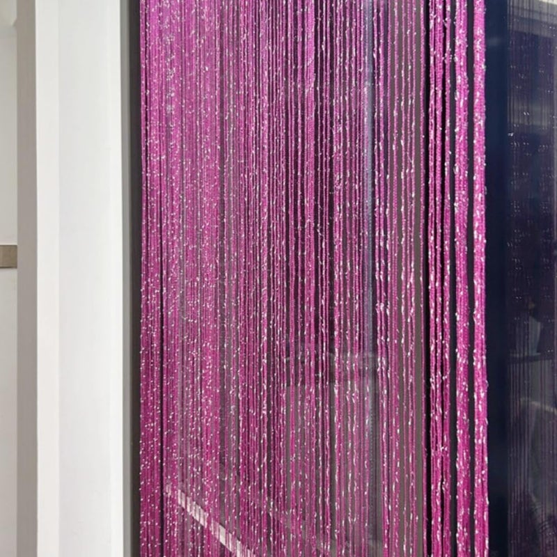 ave split Decorative Door String Curtain Wall Panel Fringe Window Room Divider Blind Divider Tassel Screen Home 100x200centimeter (Rose red18) - Image 5