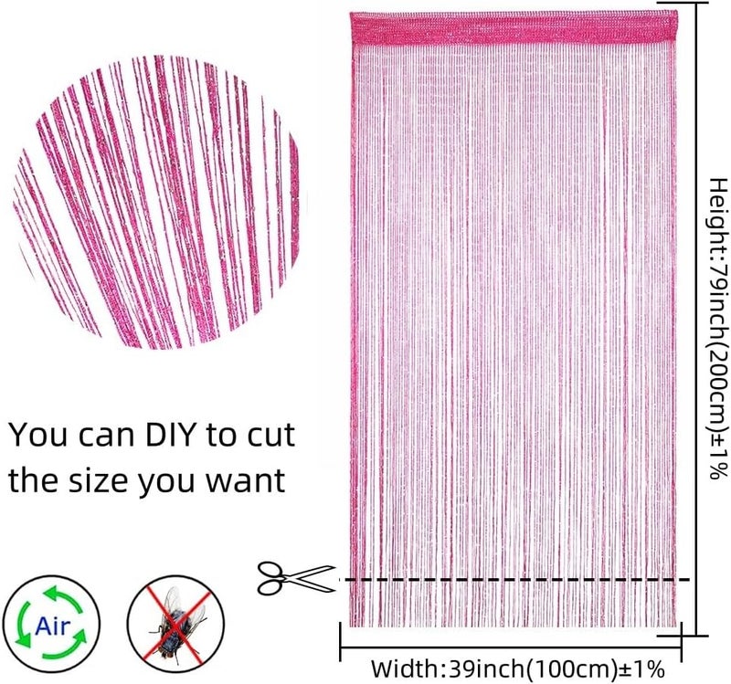 ave split Decorative Door String Curtain Wall Panel Fringe Window Room Divider Blind Divider Tassel Screen Home 100x200centimeter (Rose red18) - Image 2