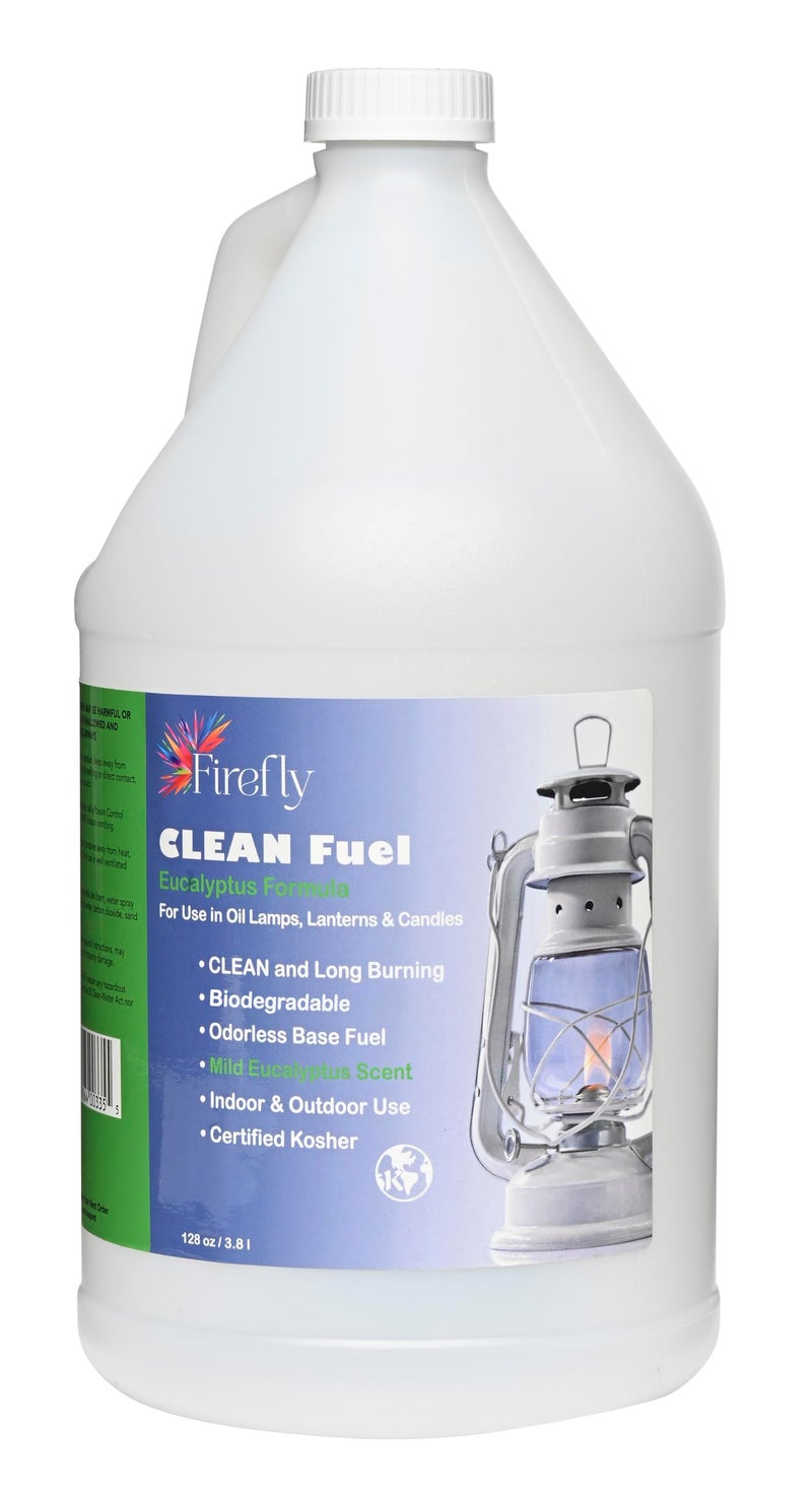 Firefly Kosher Eucalyptus Clean Fuel Lamp Oil - Smokeless, Virtually Odorless, and Non-Toxic - Long-Lasting Burn Time for Indoor & Outdoor Lamps - 1 Gallon - Made in USA - Image 1