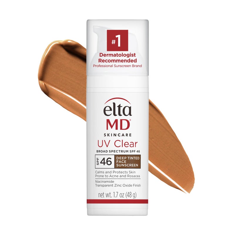 EltaMD UV Clear Deep Tinted Sunscreen for Face - Deep Tinted SPF 46 with Zinc Oxide, Oil-Free, Dermatologist Recommended Face Sunscreen, 1.7 oz