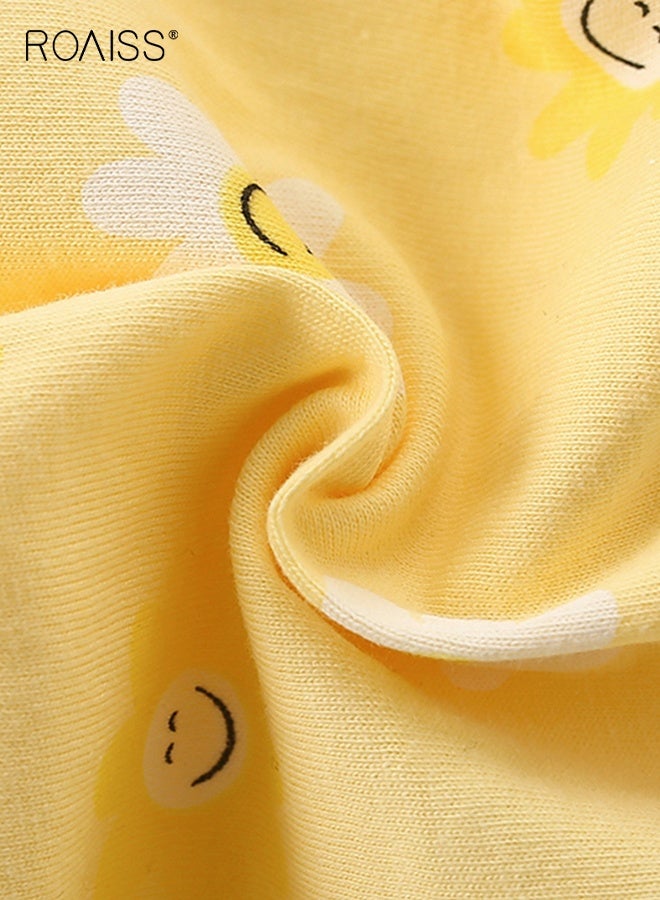 roaiss Girls T-shirt and Shorts Set, Summer Outfit with Adorable Deisgn, 2 Piece Casual Clothing Set with Short Sleeve Top and Floral Short Pants, Suitable for Vacation, Travel, Beach, Running and Daily Wear - Image 5