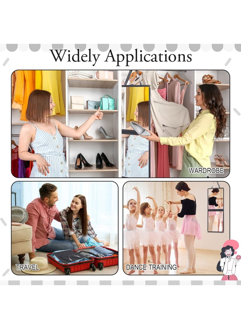 Barakah Foldable Full Length Mirror with Handle, 25.2x11.4 Inch Portable Leather Hanging Reflection Surface for Travel, Dance Rehearsals, Home & Spa, Ideal Gift for Dancers (Grey) - Image 3