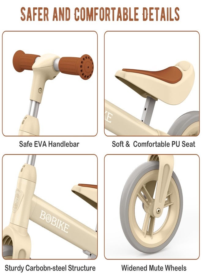 Bobike Toddler Balance Bike Toys for 1 to 6 Year Old Girls Boys Adjustable Seat and Handlebar No-Pedal Training Bike Best Gifts for Kids (Beige) - Image 3
