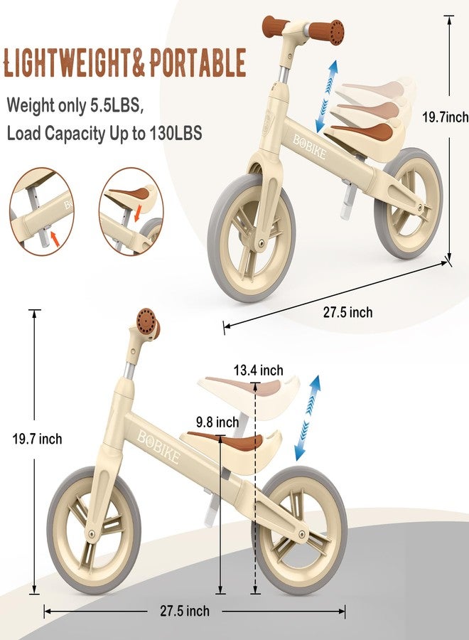 Bobike Toddler Balance Bike Toys for 1 to 6 Year Old Girls Boys Adjustable Seat and Handlebar No-Pedal Training Bike Best Gifts for Kids (Beige) - Image 4